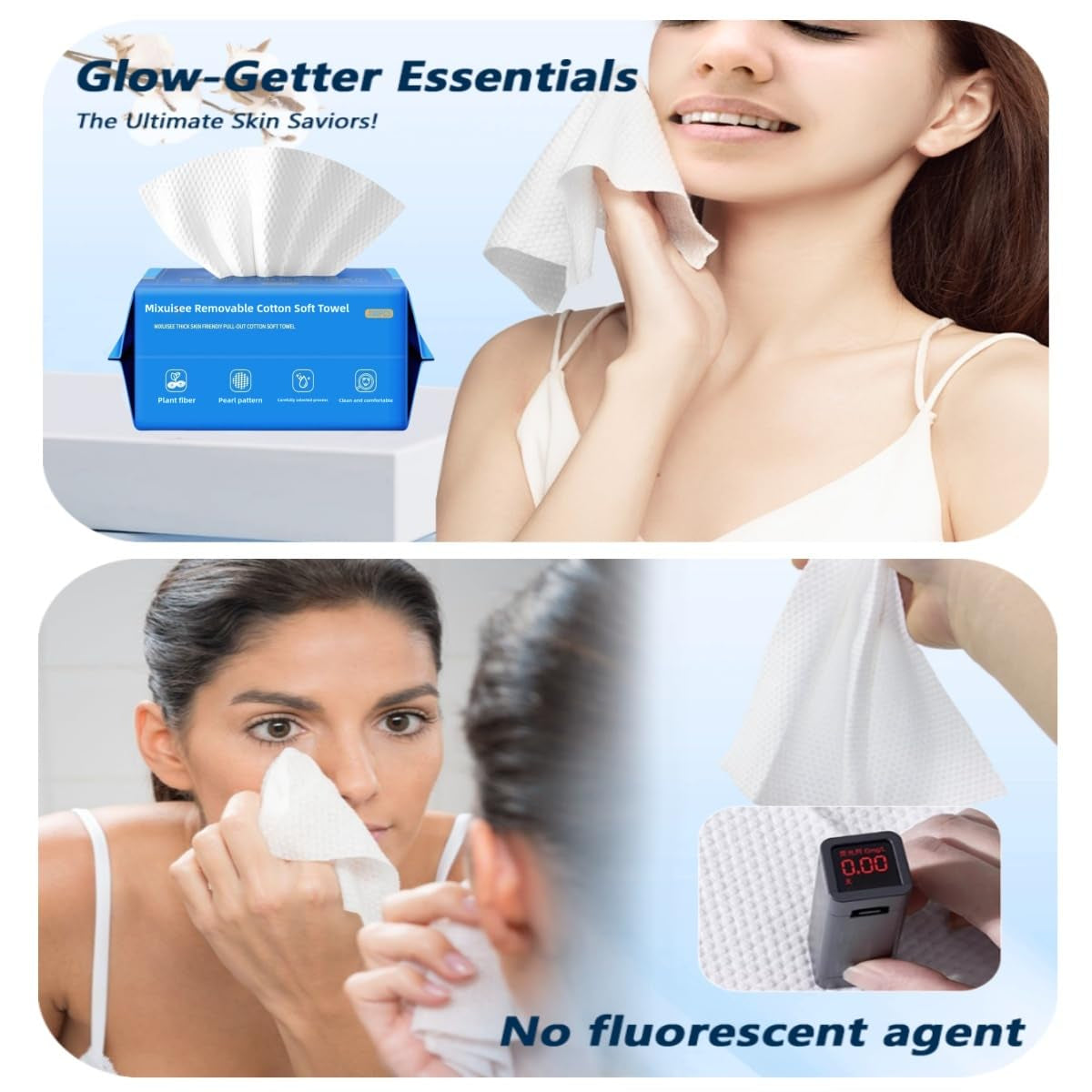 Disposable Face Towels,  Thick and Soft Face Towels. 100% Pure Cotton, Super Thick 130%. Suitable for Makeup Removal and Cleansing, and Applicable to Sensitive Skin. (100 Pieces)
