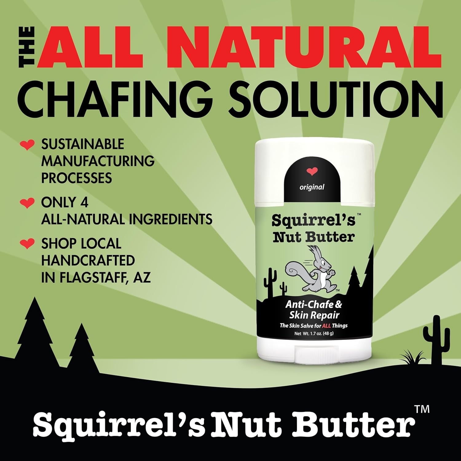 anti Chafe Stick | All Natural Chafe Prevention & Skin Care for Athletes, Runners & Adventurers | Thighs, Arms, Pack Straps & More | 1.7 Oz