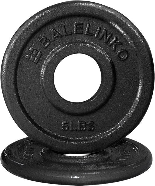 Cast Iron 2-Inch Olympic Grip Plate Weight Plate for Strength Training, Weightlifting and Crossfit, Set of 2, 5LB, Black