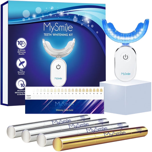 Deluxe Teeth Whitening Kit with 28-LED Light, 4X Teeth Whitening Pen Whitening Gel Refills, 10Mins Results, Remove 10 Years of Stains
