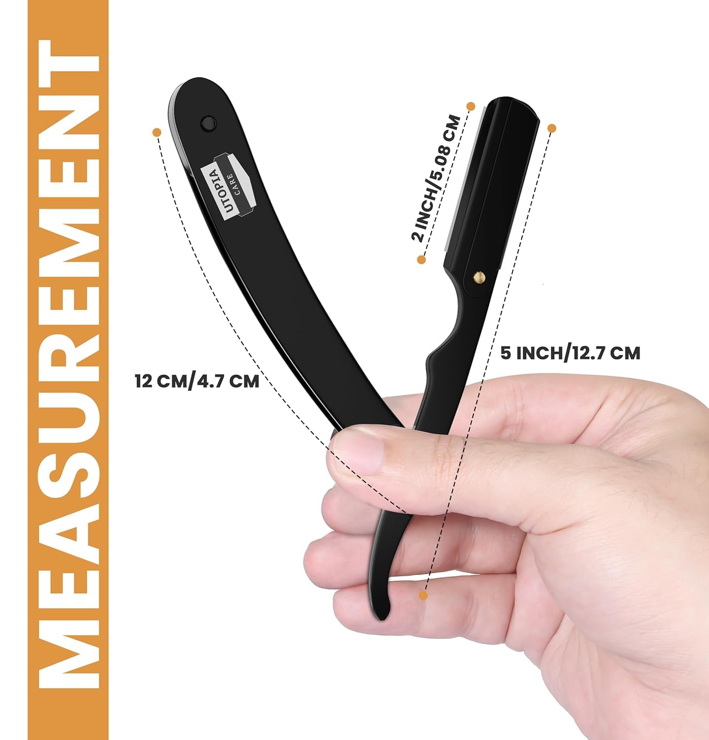 Professional Straight Razor for Men, Barber Straight Edge Razor Safety with 100 Pack Blades, Black