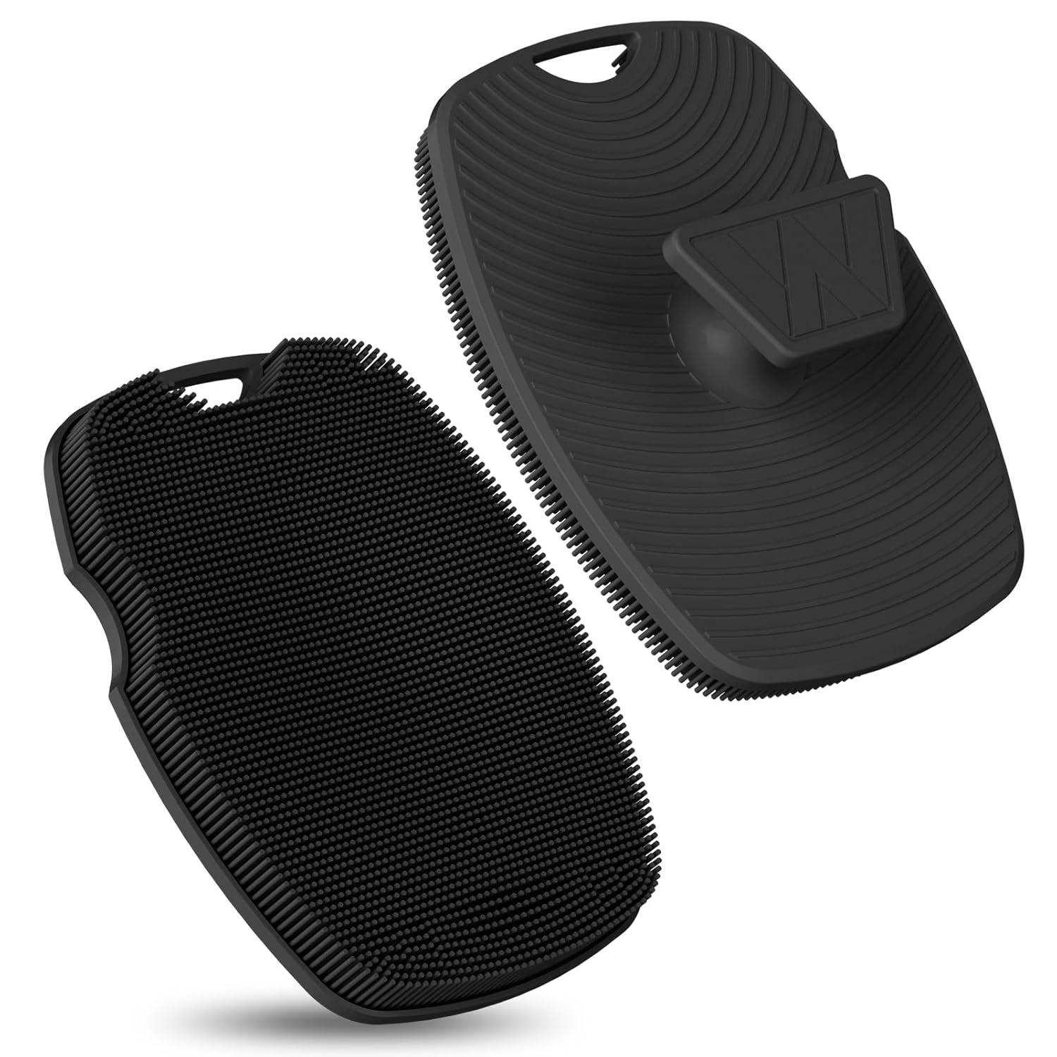Silicone Body Scrubber anti Slip for Shower - Zinc Infused Highly Elastic Bristles Exfoliating Body Scrubber for Gym Shower,Hygienic,Blood Circulation - Black