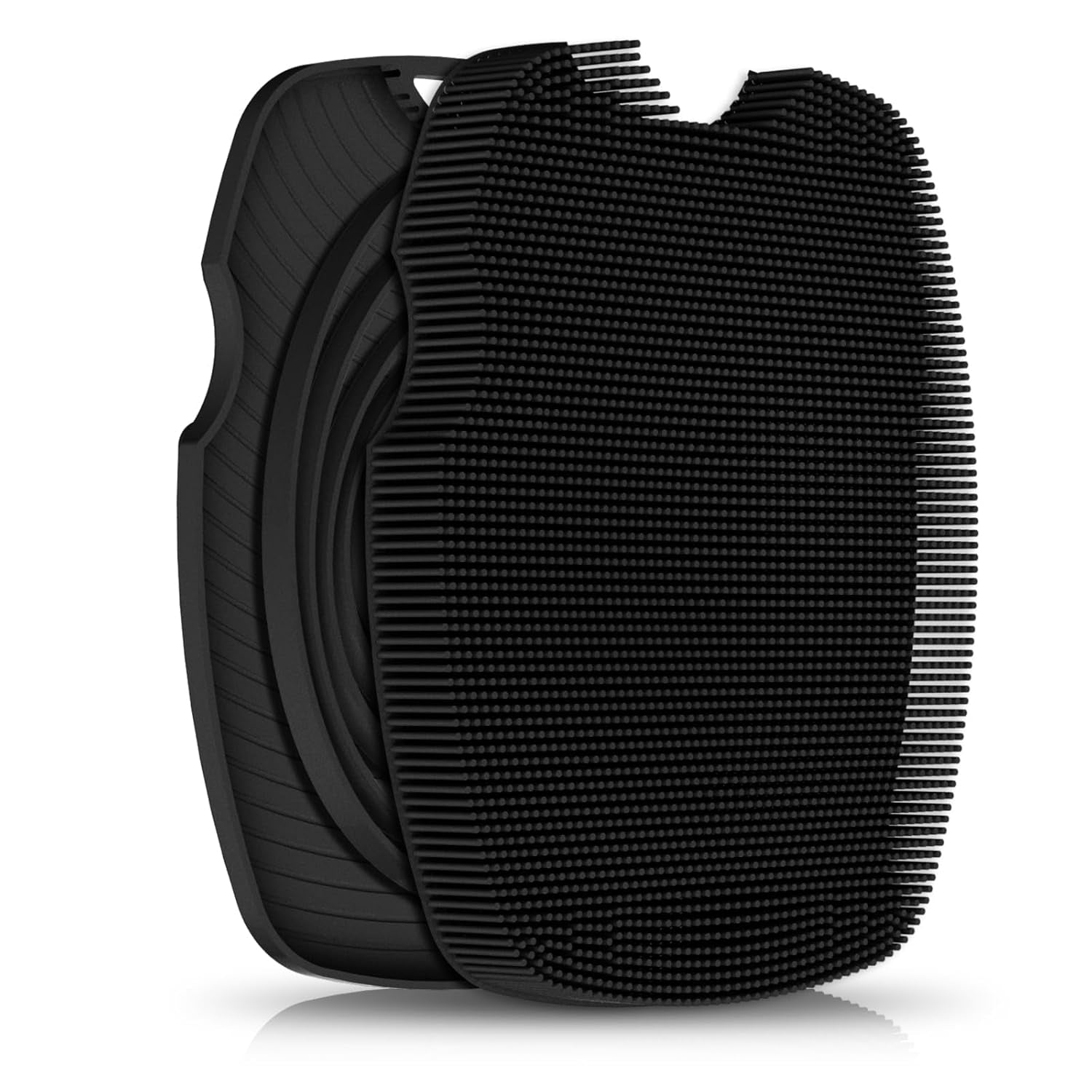 Silicone Body Scrubber anti Slip for Shower - Zinc Infused Highly Elastic Bristles Exfoliating Body Scrubber for Gym Shower,Hygienic,Blood Circulation - Black