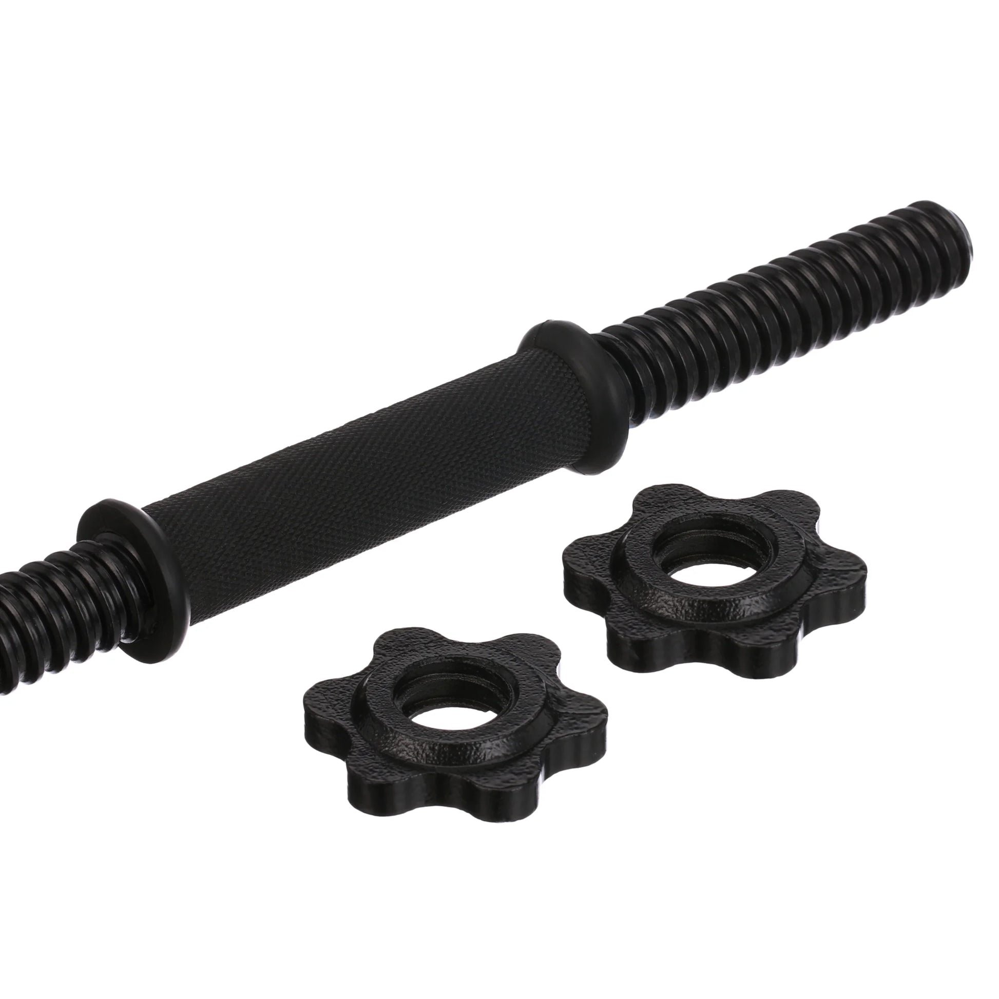Barbell Standard 14" Dumbbell Handle with Spinlock Collars, Single, Black