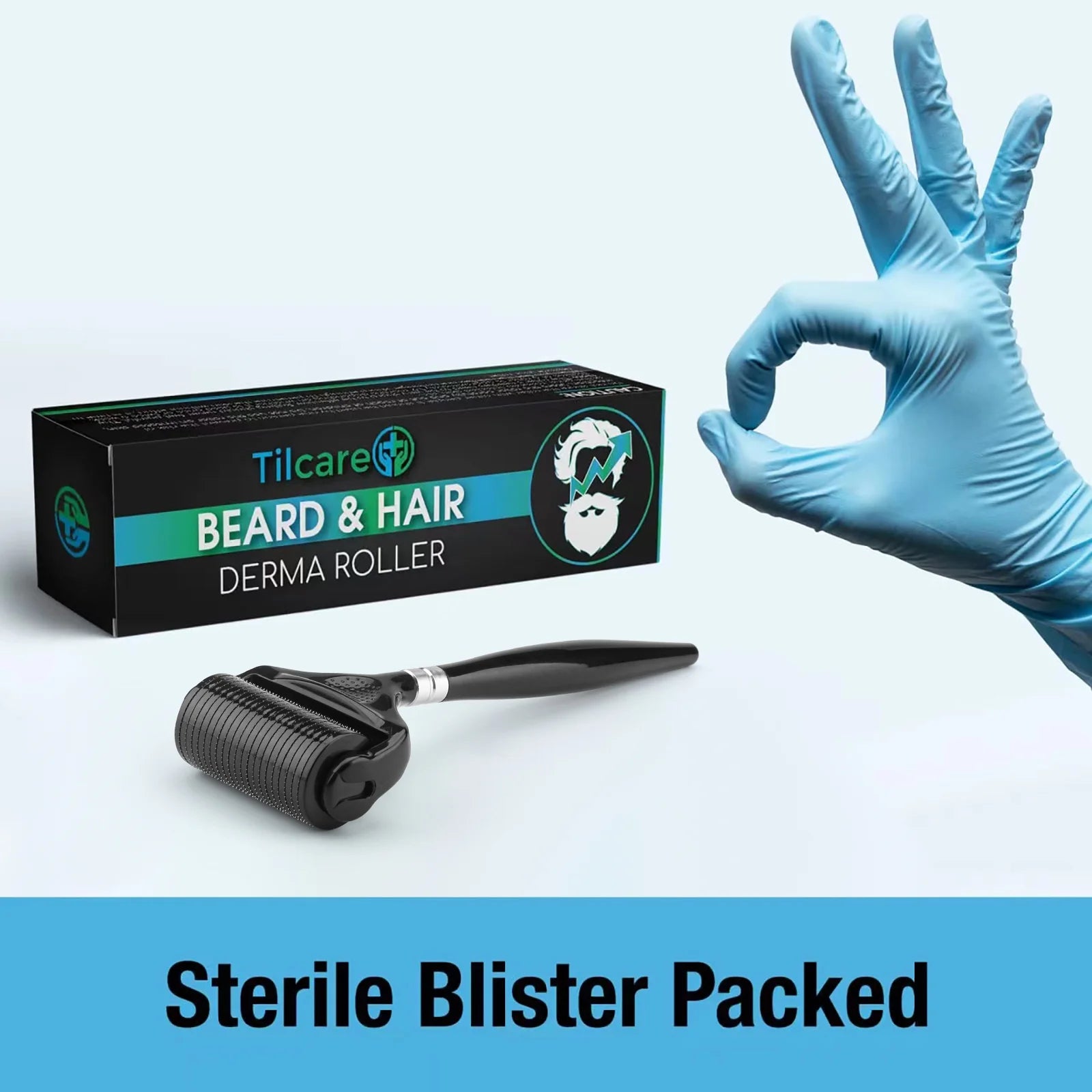 Beard and Hair Ultra Wide Derma Roller (1Pack) by  - Sterile 1200 Grade a Titanium Microneedles Titanium Derma Roller 0.25Mm