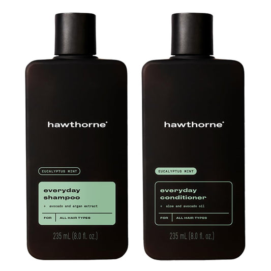 Men'S Everyday Shampoo and Conditioner Set. Sulfate Free Shampoo and Conditioner with Pure Avocado Oil and Coconut Oil for Stronger, Healthier Hair. Mint and Eucalyptus Scent. 8 Fl. Oz Each.