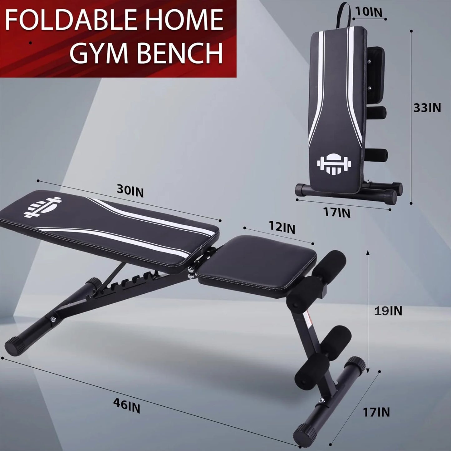 660LBS Foldable Weight Bench for Home Gym, Workout Bench Press with Fast 8 Adjustable Backrests, Incline/Flat/Decline Olympic Bench for Full Body Strength Training