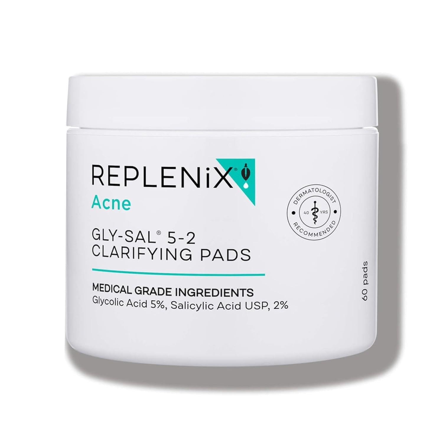 Gly-Sal Clarifying Acne Pads, 60 Count, Medical-Grade Glycolic Acid & 2% Salicylic Acid Exfoliating Pads for Acne-Prone Skin, Help Clear Blemishes & Refine Pores, Non-Oily